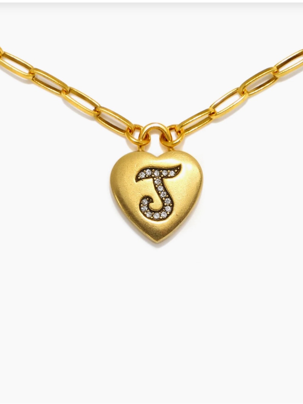 Sequin NYC Gold Heart Initial J Pendant Necklace
